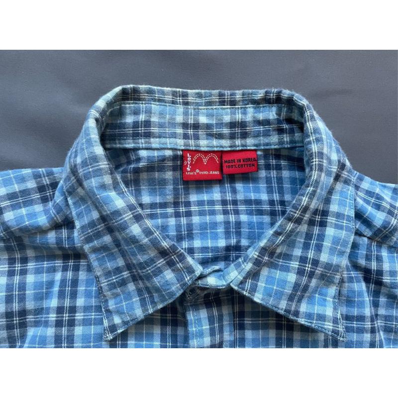 【L4】二手古著Vintage韓國製Levi‘s 格紋襯衫SZ L-細節圖3