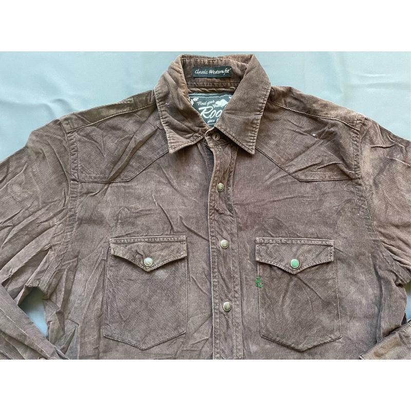 【L3】二手古著Vintage Roots Canada抓絨素面襯衫 SZ XS-細節圖2