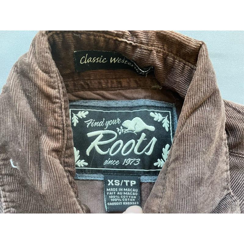 【L3】二手古著Vintage Roots Canada抓絨素面襯衫 SZ XS-細節圖4