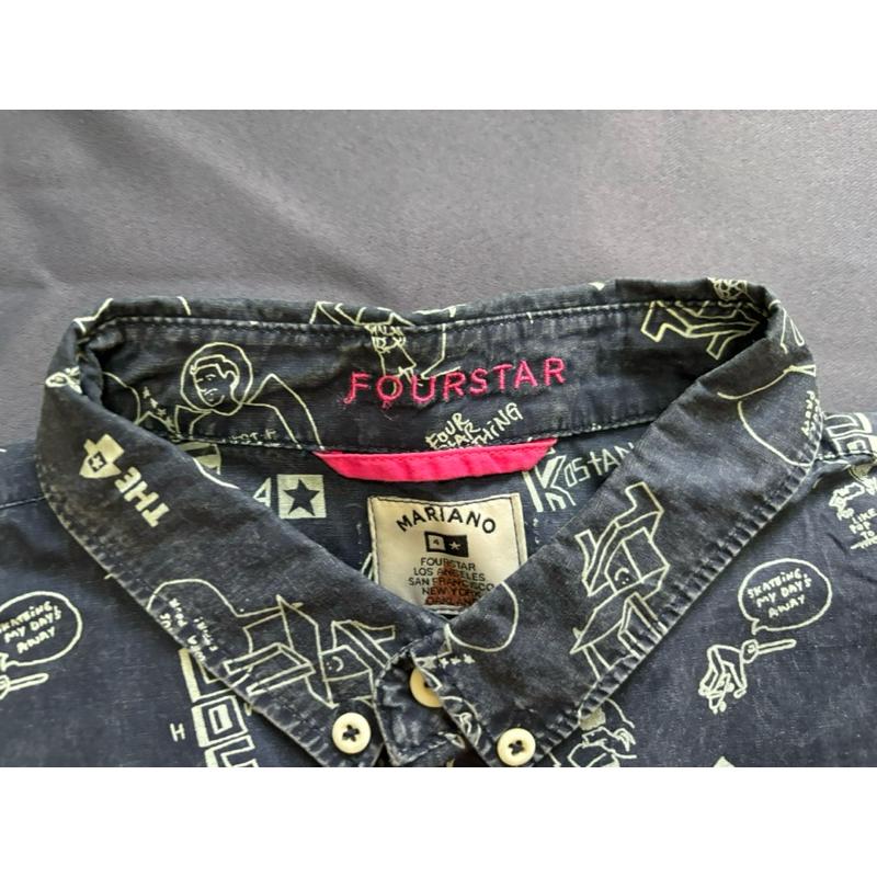 【L1】二手古著Vintage西海岸滑板大牌Fourstar Mariano系列短袖襯衫 SZ S-細節圖2