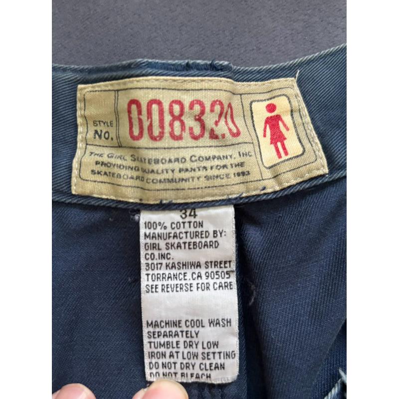 【D2】二手古著Vintage滑板大牌Girl深藍色工作褲滑板褲 SZ 34-細節圖4