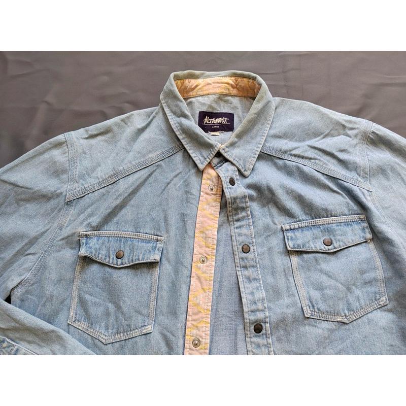 【K1】二手古著Vintage西海岸滑板大牌Altamont淺藍色牛仔襯衫 SZ L-細節圖2