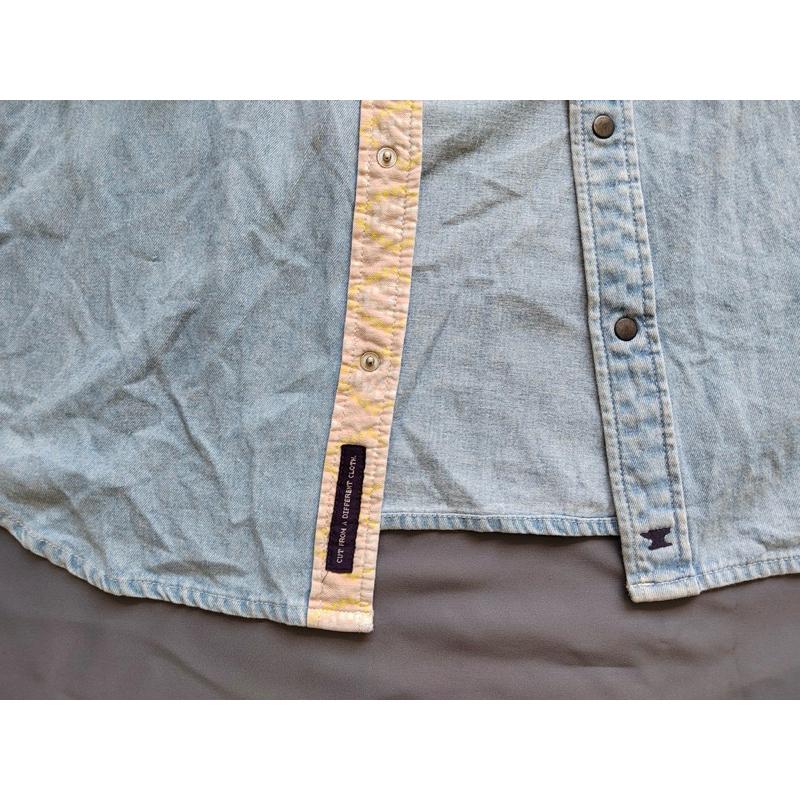 【K1】二手古著Vintage西海岸滑板大牌Altamont淺藍色牛仔襯衫 SZ L-細節圖3