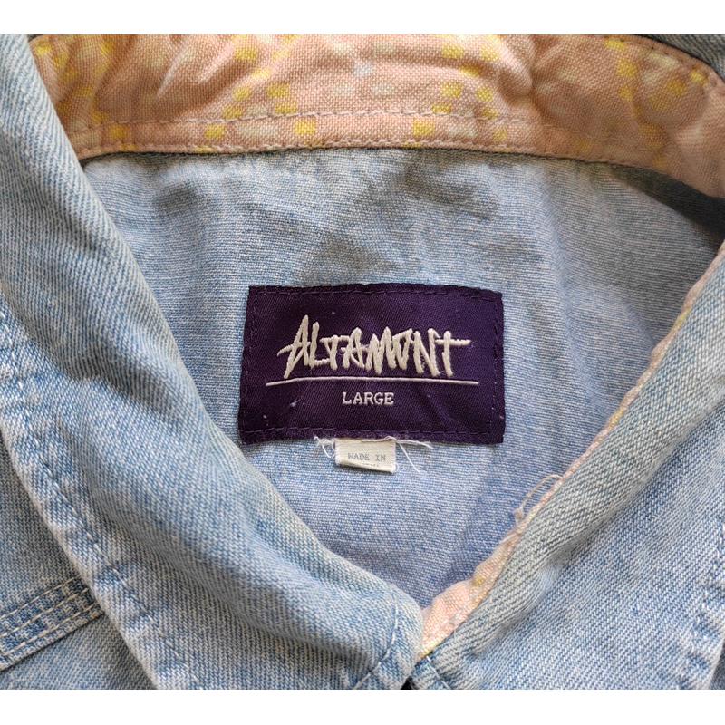 【K1】二手古著Vintage西海岸滑板大牌Altamont淺藍色牛仔襯衫 SZ L-細節圖4