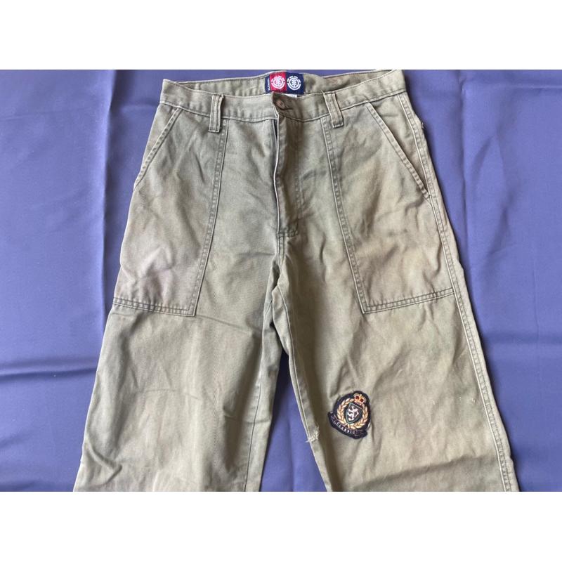 二手古著Vintage滑板大牌Element美國製軍綠色工作褲SZ 30-細節圖3
