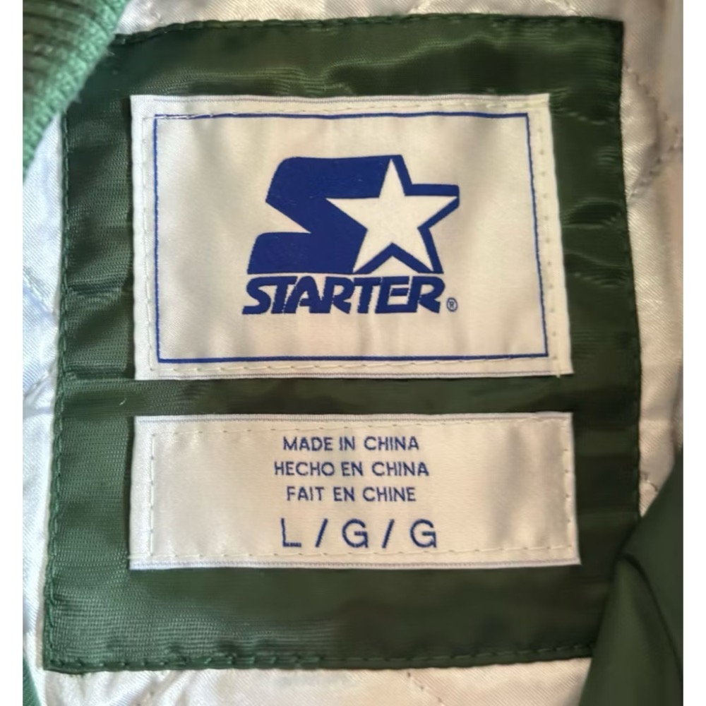 全新Starter NCAA MIAMI HURRICANE Satin棒球外套 SZ L-細節圖3