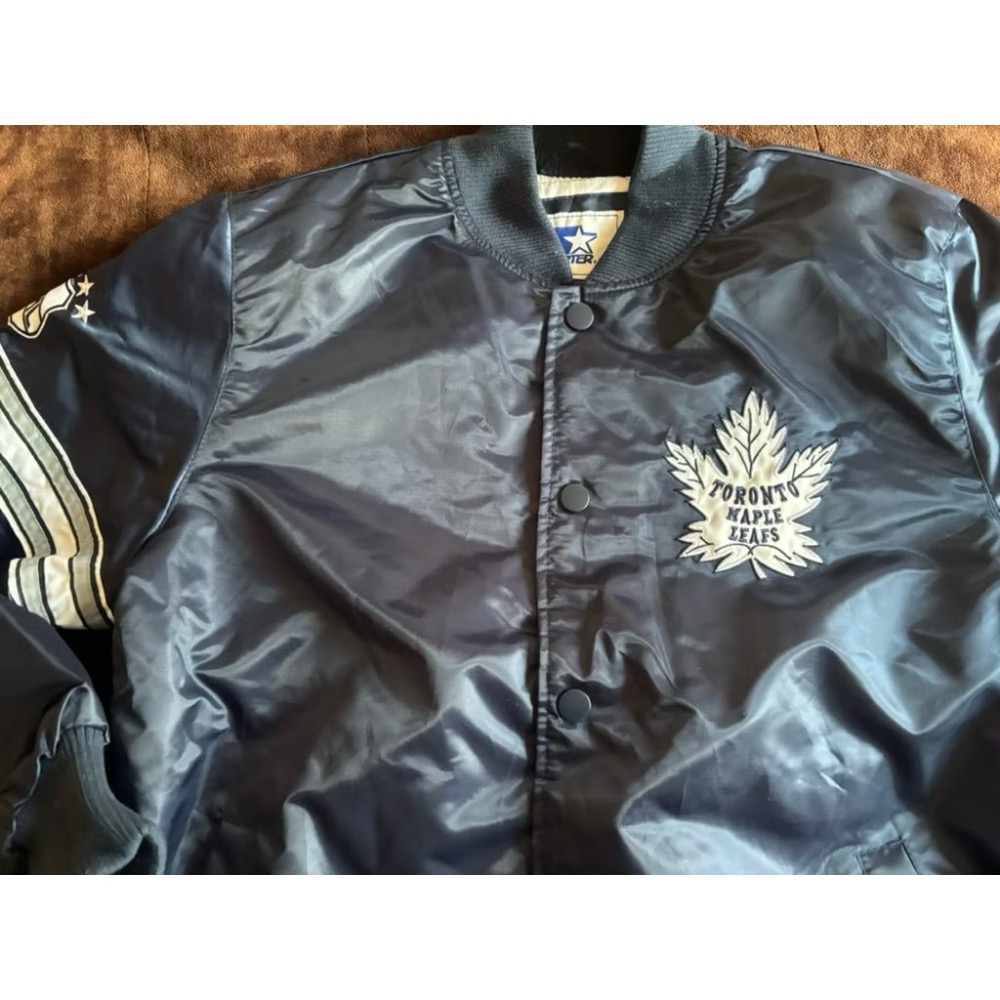 全新Starter NHL多倫多楓葉Toronto Mapleleafs Satin棒球外套 SZ L-細節圖2