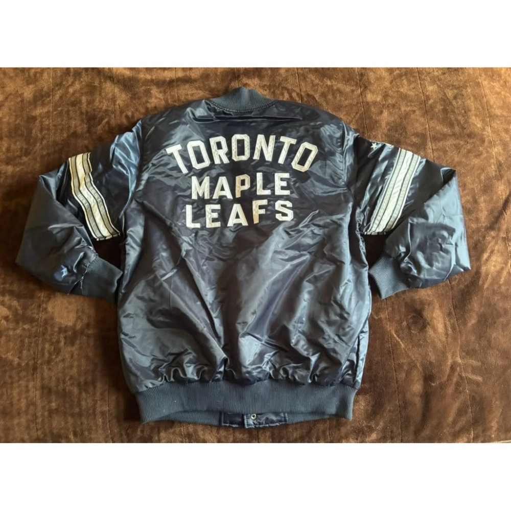 全新Starter NHL多倫多楓葉Toronto Mapleleafs Satin棒球外套 SZ L-細節圖4