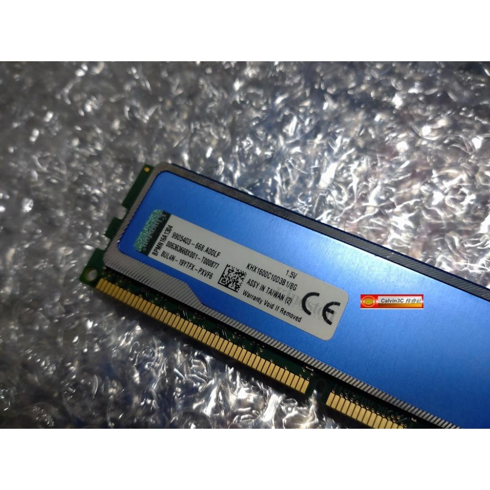 金士頓 Kingston DDR3 1600 8G KHX1600C10D3B1/8G 散熱片版 雙面顆粒 終身保固-細節圖3