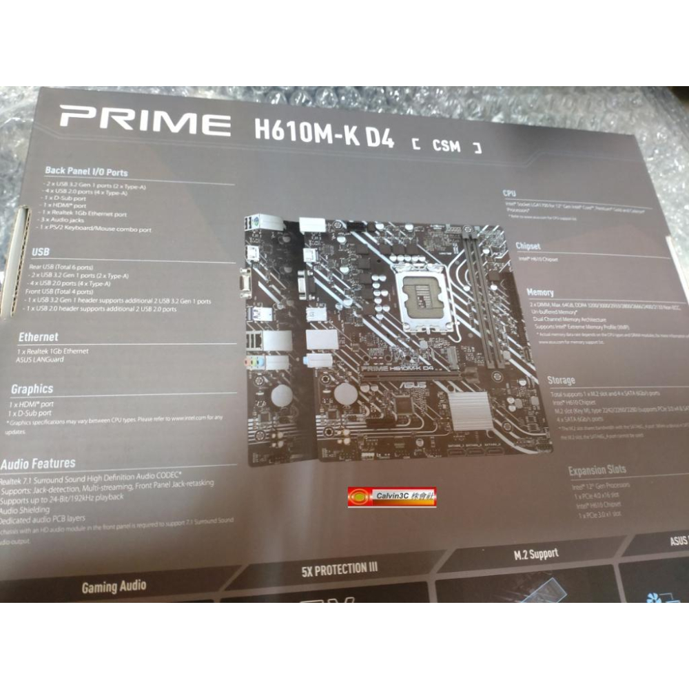 新品 華碩 PRIME H610M-K D4-CSM 1700腳位 Intel H610 SATA3 DDR4 M.2-細節圖6