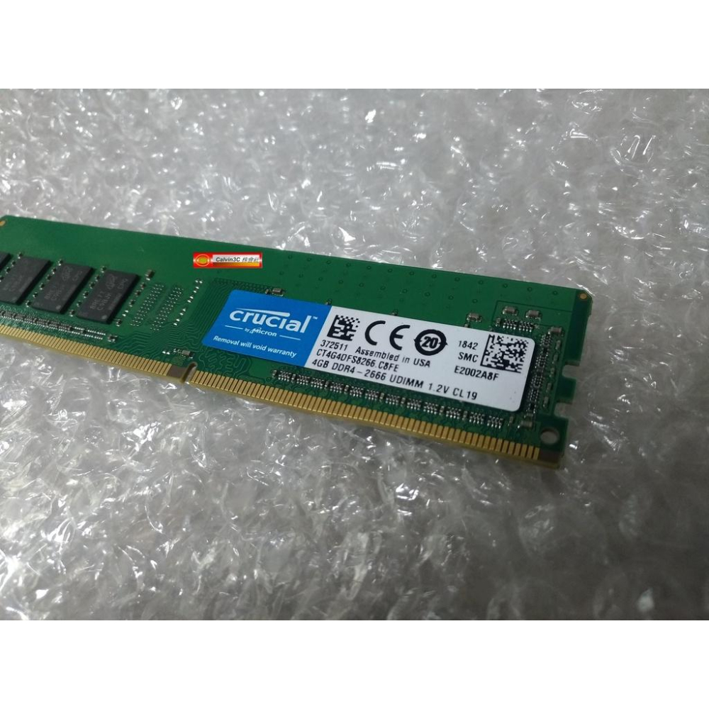 美光 Micron DDR4 2666 4G PC4-21300 4GB 單面顆粒 桌上型專用 終身保固-細節圖3