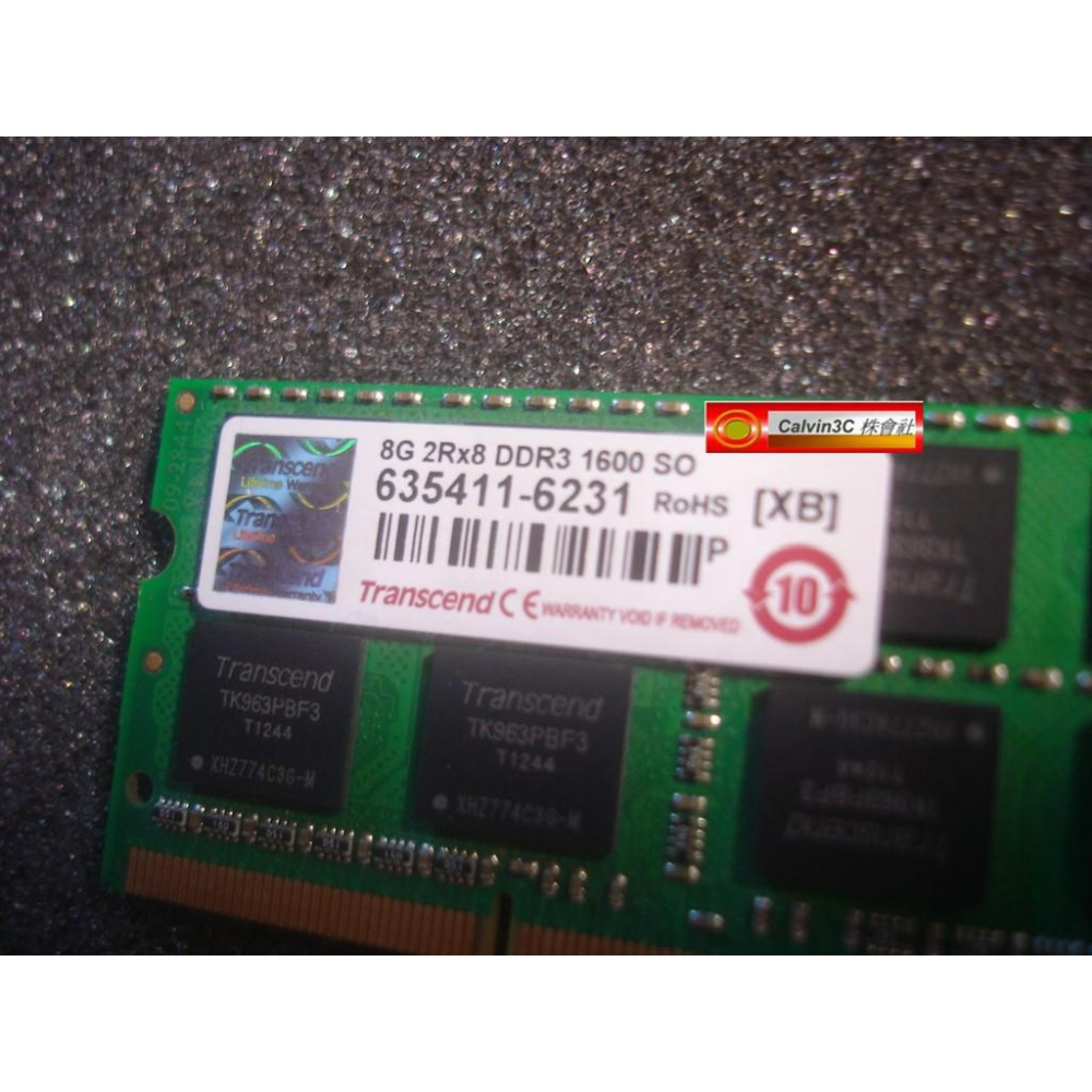 創見 Transcend DDR3 1600 8G DDRIII PC3-12800 雙面16顆粒 筆記型 終身保固-細節圖3