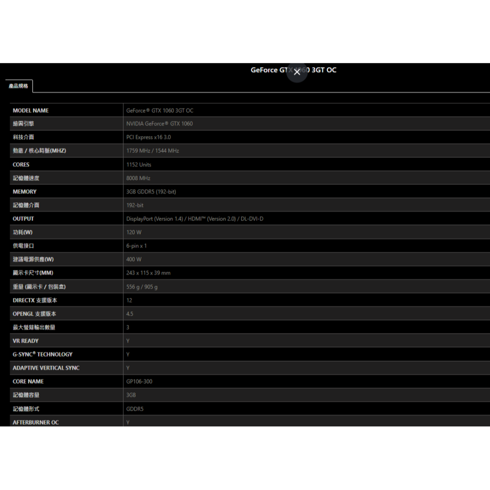 HDMI瑕疵其餘正常 MSI 微星 Geforce GTX 1060 3GT OC 超頻雙風扇 送DP轉HDMI轉接線-細節圖8