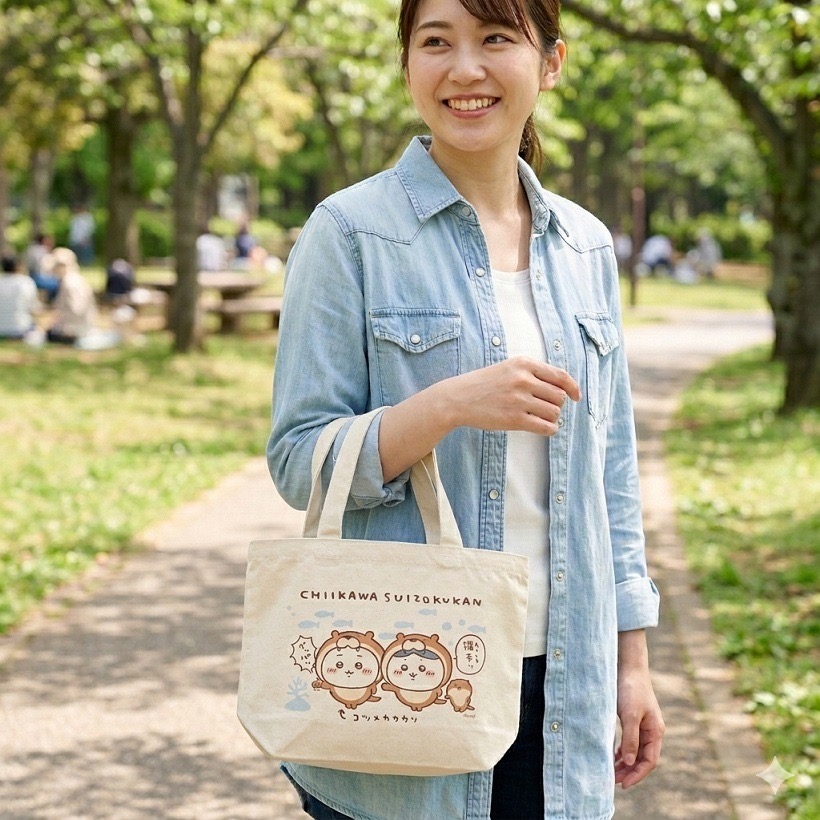 日本吉伊卡娃 便當袋  手提袋 帆布袋 日本正品帶回現貨 吉伊卡娃 吉伊 小八 小八貓 烏薩奇 兔兔 古本-細節圖8