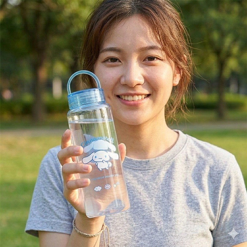 日本三麗鷗 透明水壺 庫洛米 大耳狗 日本正版三麗鷗水壺450ML-細節圖5