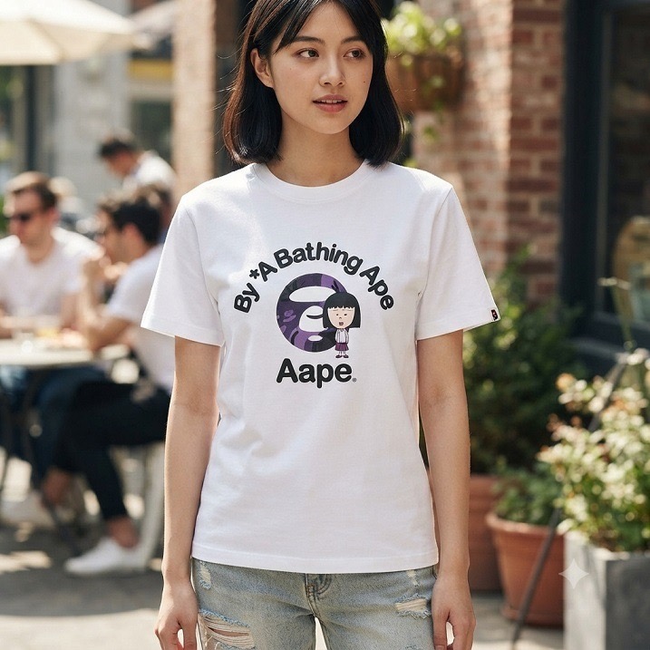 現貨日本潮牌AAPE-APE-2025.11限定單一店面先行販售-限量發行-T恤-聯名款櫻桃小丸子/野口/手提袋-細節圖6