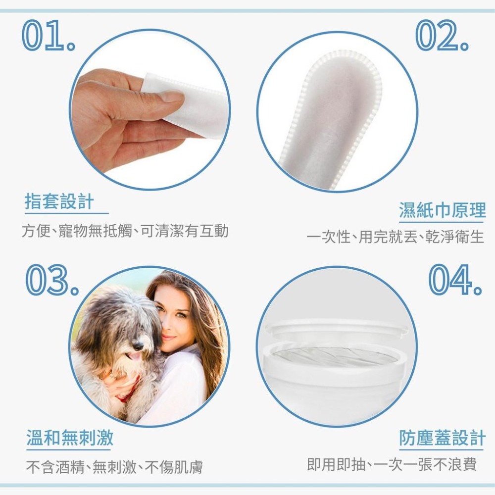 [台灣現貨 快速出貨]濕巾 手指套 潔牙濕巾 寵物濕巾 寵物用品 寵物潔牙濕巾 口腔牙齒清潔 祛除牙垢 結石 口氣 手指-細節圖5
