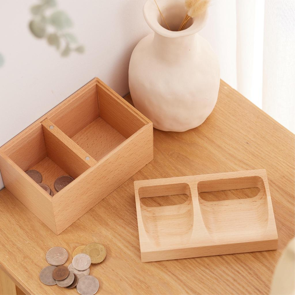 [台灣設計 快速出貨]硬幣收納盒 零錢盒 零錢收納 磁吸存錢筒 存錢筒 零錢收納盒 童心木 TOSMU 大容量 硬幣收納-細節圖9