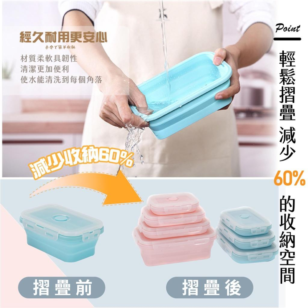 [🔥快速出貨 超便宜🔥]矽膠折疊保鮮盒 保鮮盒 矽膠保鮮盒 折疊矽膠保鮮盒 摺疊矽膠保鮮盒 矽膠便當盒 矽膠飯盒-細節圖3