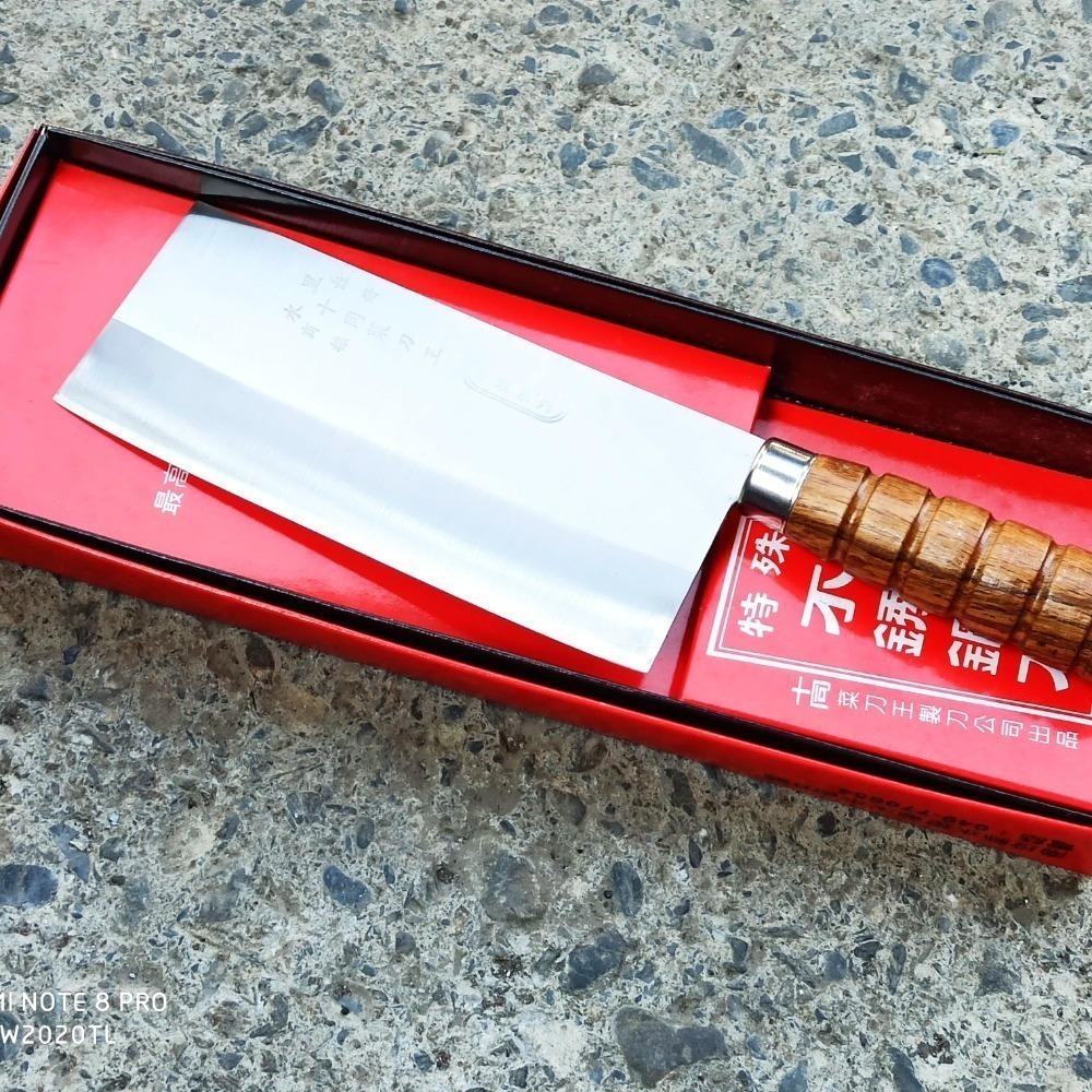 05 片刀 V銀4角4號木柄片刀 水里菜刀王 料理主廚 日本三合不繡鋼 尖木片刀 蔬果菜刀片肉刀水里菜刀王 水里菜刀王-細節圖4