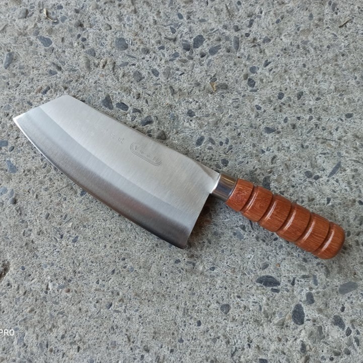 05 一支尖木片刀 正日本白鐵不繡鋼三合鋼頂級v銀九層木柄尖片刀尖肉桂刀薄刃包丁中藥刀水里菜刀王真心推薦台灣公司製造-細節圖2