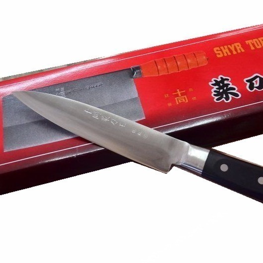 17 台灣製 6寸中式口金尖 料理水果刀 v銀一體成型 日本鋼武生製白鐵不繡鋼三合鋼 握把防滑 切蔬菜切水果刻刀-細節圖3