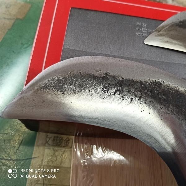 03 真正打鐵店舊式手工打造薄雙面上下刀刃大筍刀有打我們自己的商標真正的打鐵店一級棒歐大草刀除草刀草格水里鐮埔里鐮-細節圖3