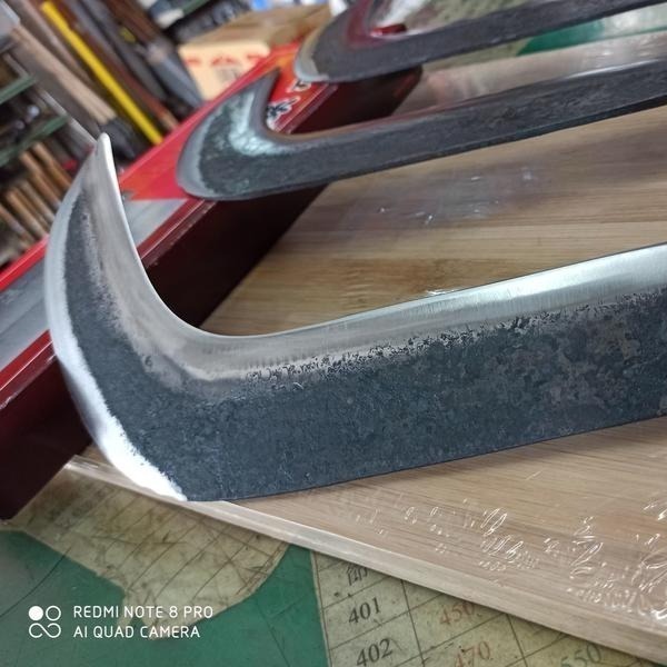 03 真正打鐵店舊式手工打造薄雙面上下刀刃大筍刀有打我們自己的商標真正的打鐵店一級棒歐大草刀除草刀草格水里鐮埔里鐮-細節圖5