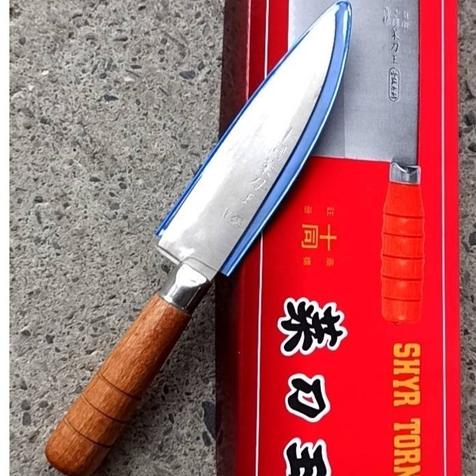 17 白鐵雞刀木柄 開肉刀不銹鋼小刀 V銀 雞刀 鴨刀 多用途刀 水果刀 水里菜刀王 日本三合鋼 小魚肚刀 生意用刀-細節圖2