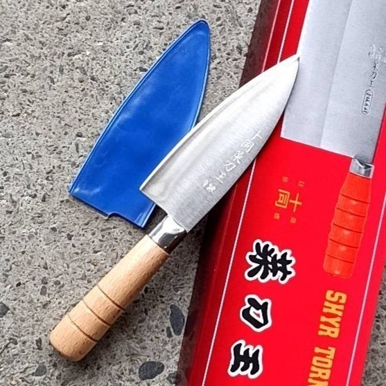 17 白鐵鴨刀木柄 開肉刀不銹鋼小刀 V銀 雞刀 鴨刀 多用途刀 水果刀 水里菜刀王日本三合鋼小魚肚刀生意用刀職業用-細節圖4