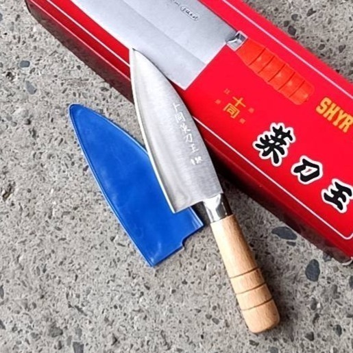 17 白鐵鴨刀木柄 開肉刀不銹鋼小刀 V銀 雞刀 鴨刀 多用途刀 水果刀 水里菜刀王日本三合鋼小魚肚刀生意用刀職業用-細節圖5