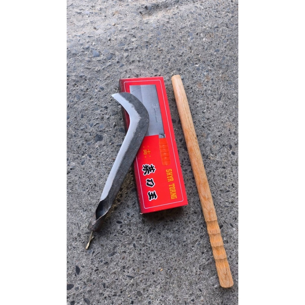 03加上長柄56公分一支水里菜刀王台灣製除草鐮80年老師傅專業3道日本 包鋼青鋼手工專案開鋒磨利專業8兩真正傳統手工打-細節圖3