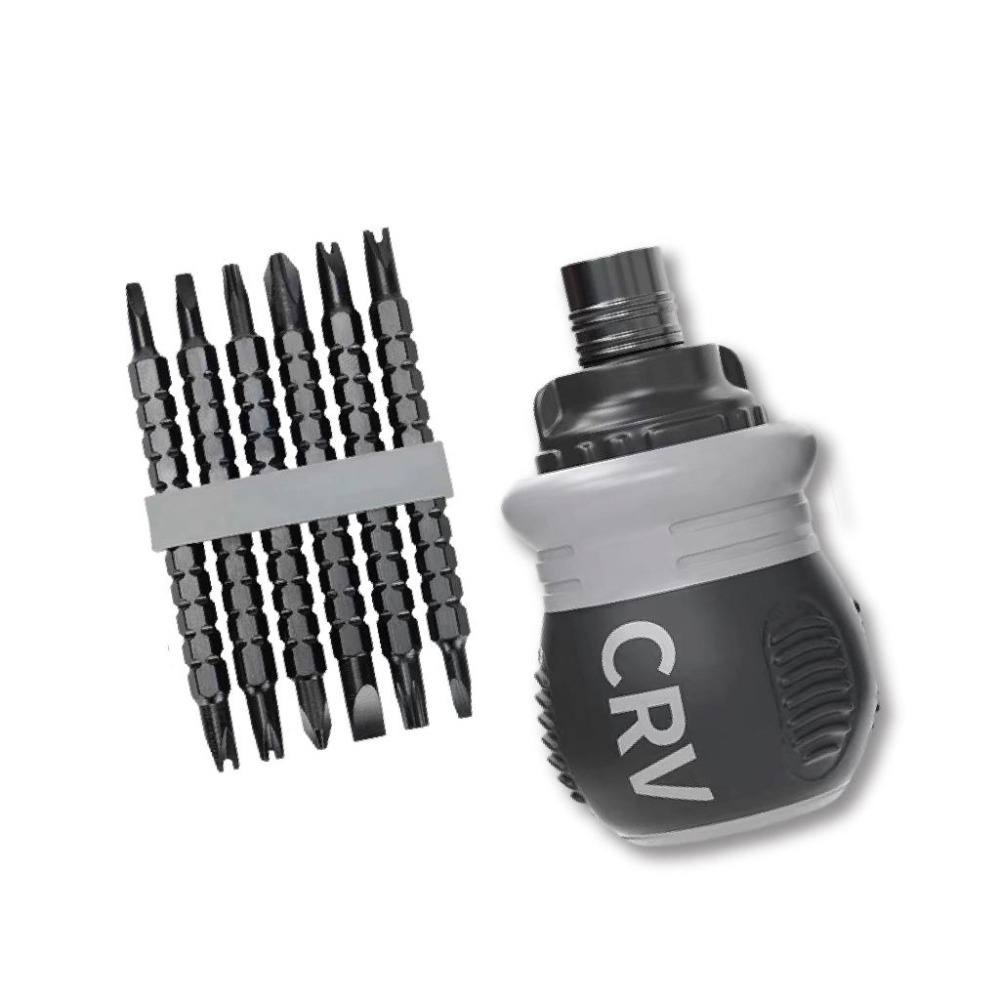 V螺絲刀 棘輪兩用螺絲刀 日本工業級 多頭可使用 小胖棘輪 螺絲刀盒 裝螺絲批十字一字加磁器批頭省力多功能異形改錐-細節圖2