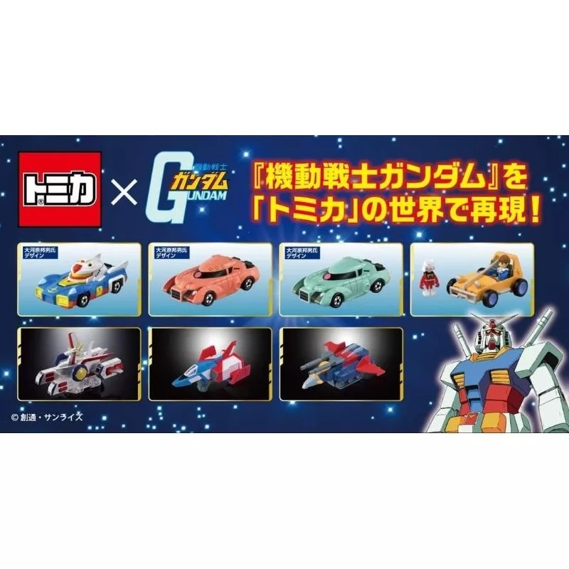 現貨 TOMICA X 鋼彈 聯名小汽車 全7款 整套附 特典鐵盒 包裝紙卡-細節圖2