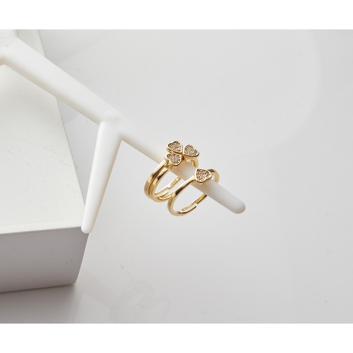 台灣現貨 正韓 四葉愛心鋯石 戒指 對戒 情侶戒 莫桑石 鑽石戒指 求婚禮物 情人節 戒指 戒子 韓國飾品 結婚禮物-細節圖7