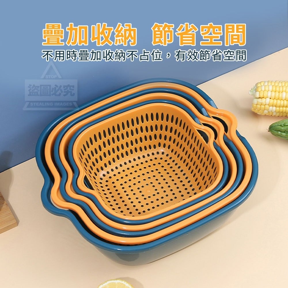 蔬果洗菜瀝水籃3件組 洗菜籃 洗菜盆 水果籃 收納籃 水果盆 瀝水盆 濾水籃 蔬果盆 廚房收納 洗蔬果 洗菜 洗抹布-細節圖3