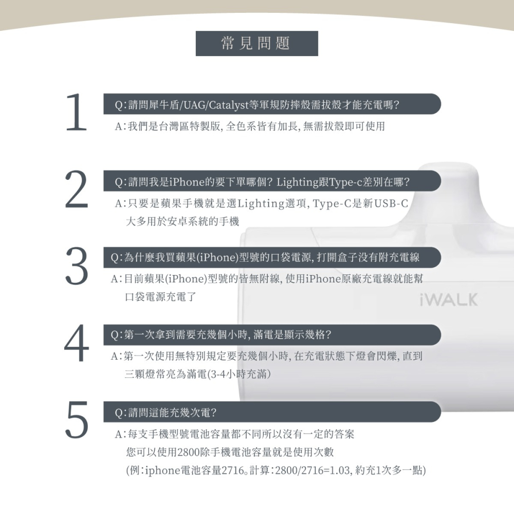 原廠現貨 iWALK 四代 4500mah 經典款 直插式 行動電源 加長版 口袋寶 蘋果 type-c 充電-細節圖10