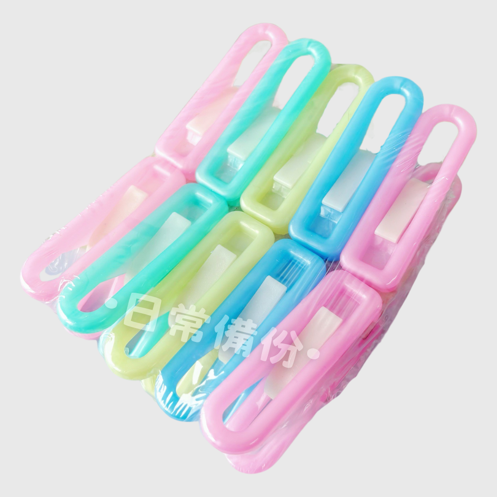 OK彩色透明衣夾 10入 曬衣夾 彩色衣夾 夾子 衣架 衣夾 收納 晾衣服 曬衣服 曬衣架 衣架收納 曬襪子 襪子衣架-細節圖3