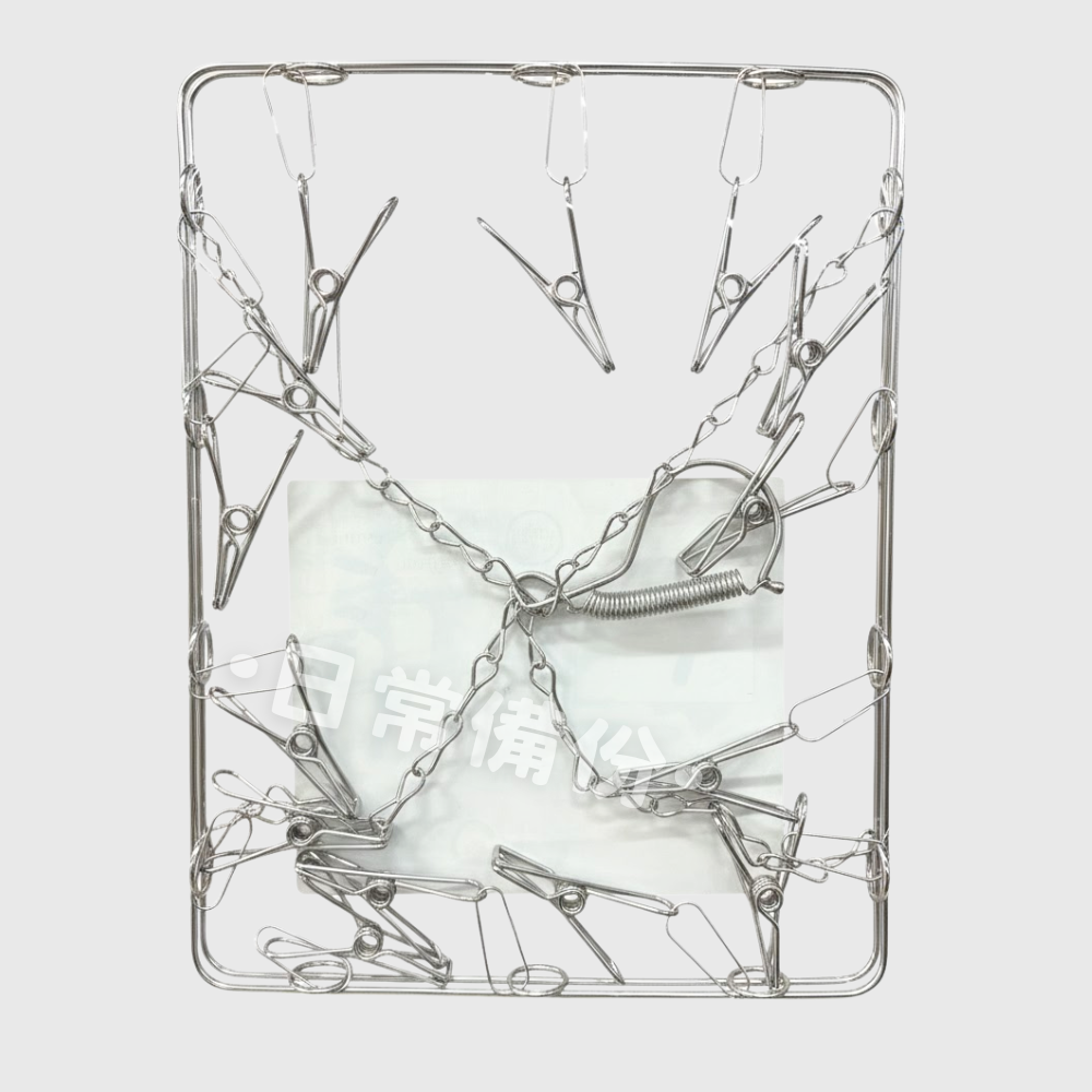 主婦不鏽鋼方型曬架 14夾 台灣製 不鏽鋼曬衣夾 曬衣架 曬衣夾 曬襪夾 不鏽鋼曬衣架 衣架 衣夾 曬襪子 方型衣夾-細節圖3