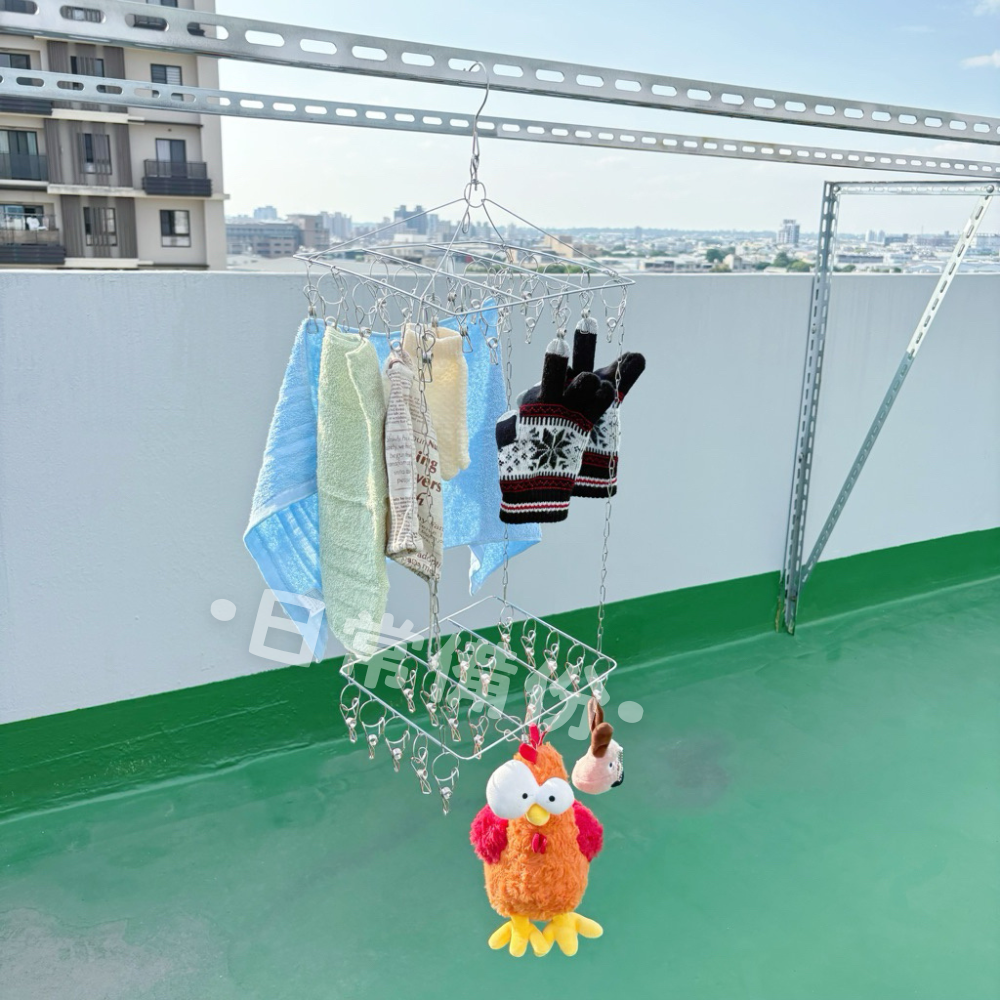 名仕 省空間 雙層吊襪架 方型 圓型 40夾 不鏽鋼曬衣夾 方形曬衣夾 圓形曬衣夾 曬衣架 曬襪夾 不鏽鋼曬衣架-細節圖8