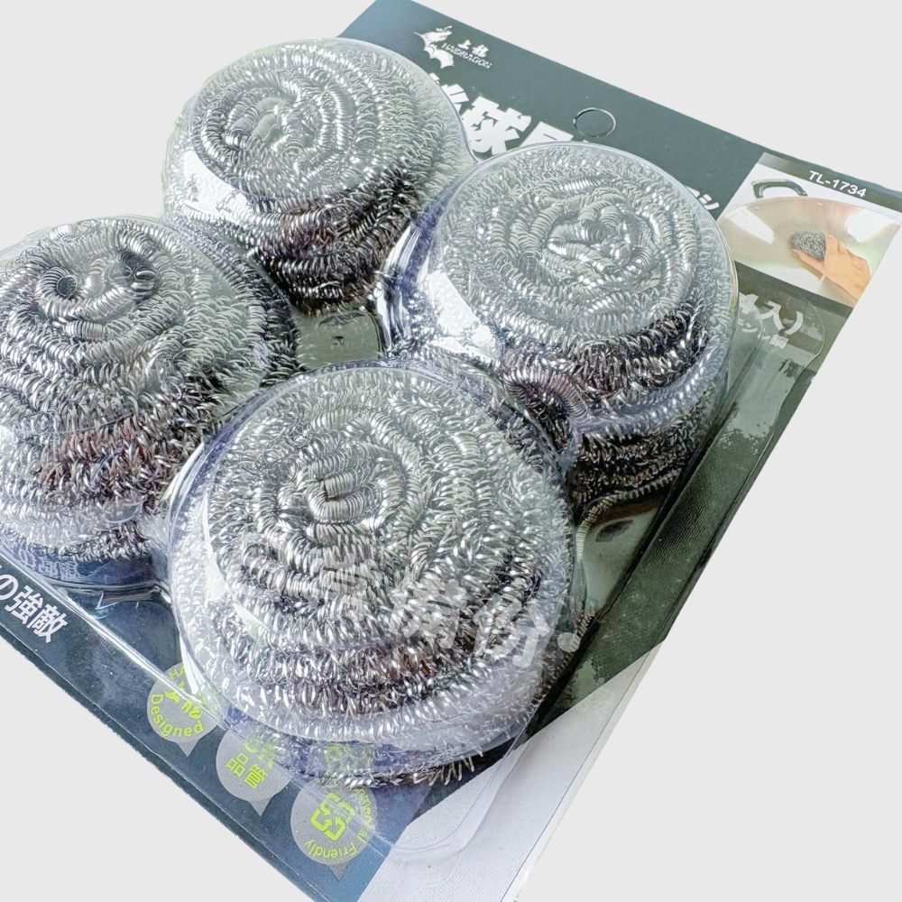 上龍 鋼絲球刷 4入 圓形鐵刷 鐵刷 鋼絲球 不鏽鋼刷 海綿 菜瓜布 刷子 洗碗 刷碗 刷鍋子 鍋子 洗碗海綿-細節圖3