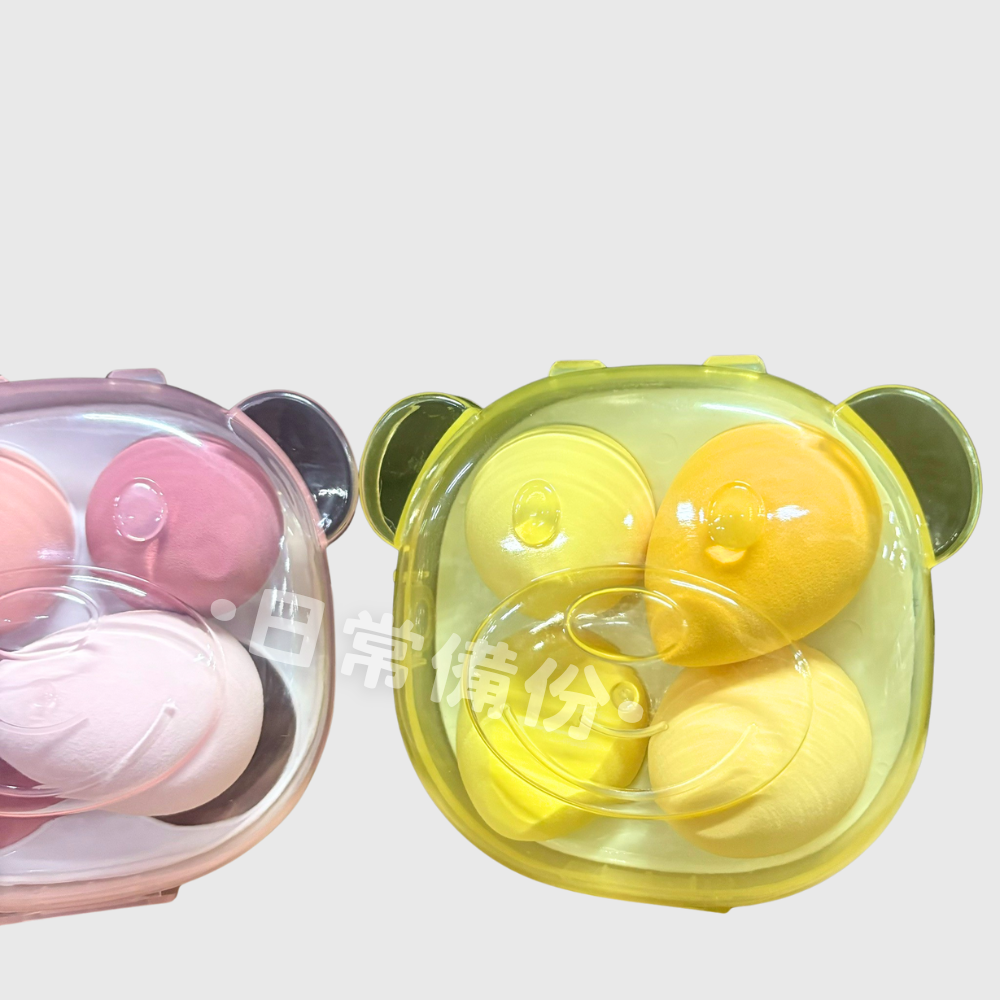 優室 熊寶寶美妝蛋 4入 美妝蛋 蛋型美妝蛋 化妝海綿 水滴型美妝蛋 美妝蛋收納盒 海綿粉撲美妝蛋 旅行收納美妝蛋-細節圖3