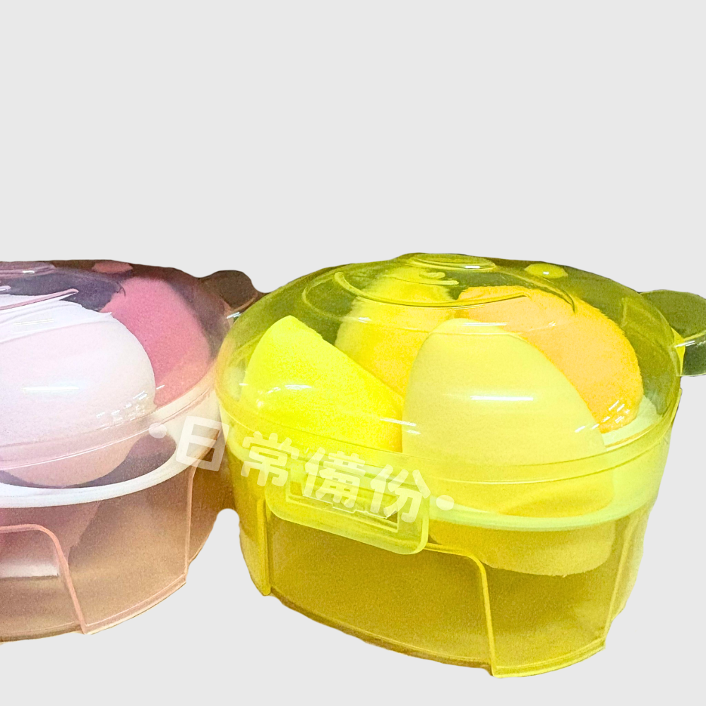 優室 熊寶寶美妝蛋 4入 美妝蛋 蛋型美妝蛋 化妝海綿 水滴型美妝蛋 美妝蛋收納盒 海綿粉撲美妝蛋 旅行收納美妝蛋-細節圖7