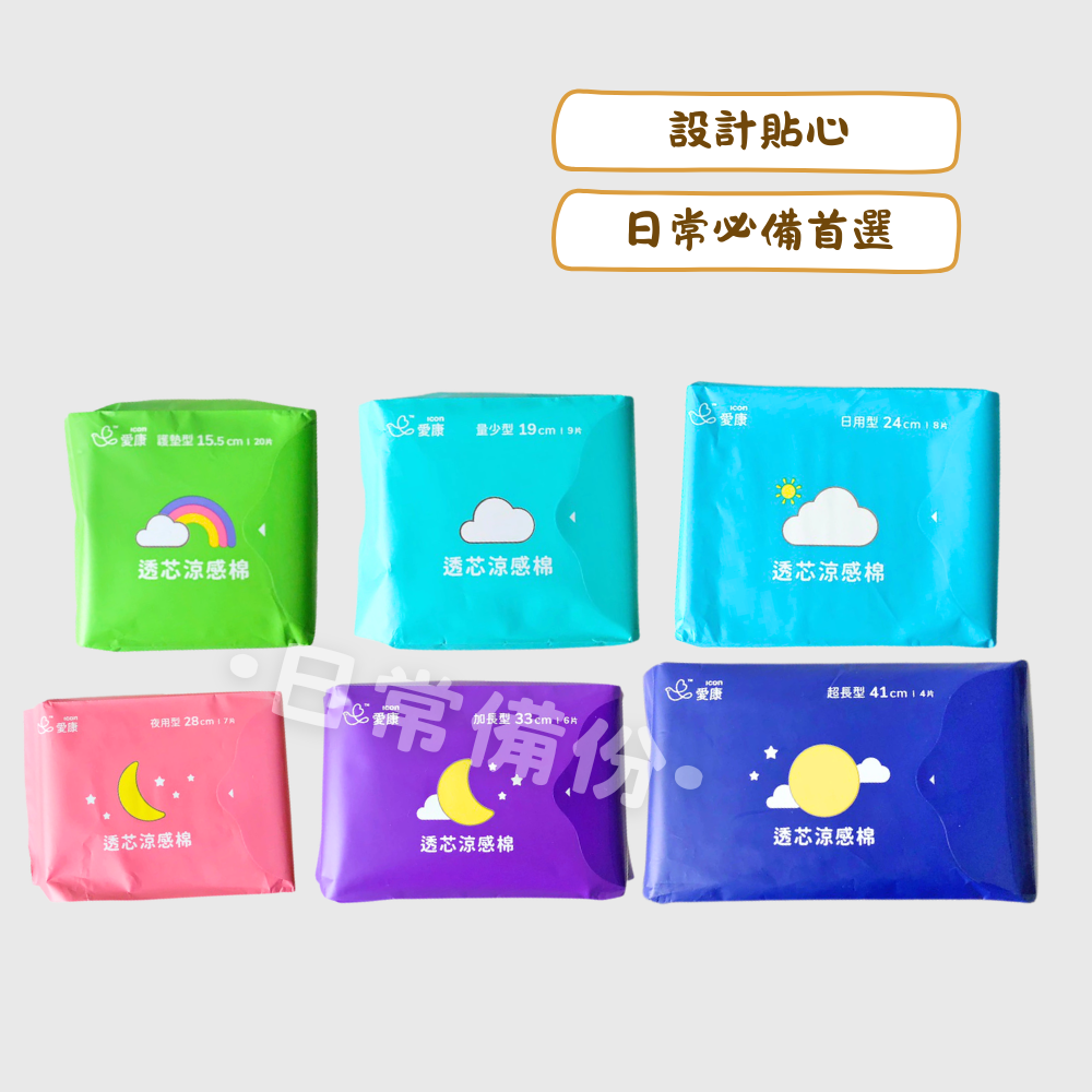 icon 愛康衛生棉 涼感衛生棉 透氣 透芯涼感 日用 夜用 護墊 加長 超長 衛生棉 生理用品 愛康涼感衛生棉-細節圖2