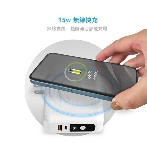 【加磁吸充電線】MCK SPB001 自帶線 多功能 無線充電 行動電源 10000mah 充電器 白色 議會-細節圖4