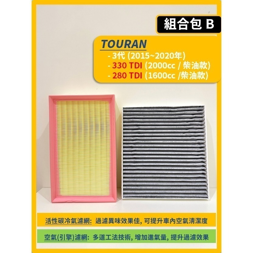 【濾網】VW 福斯 TOURAN 3代 2015~2026年 空氣濾網 冷氣濾網 引擎濾網 空調濾網-規格圖11