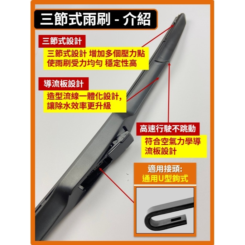 【矽膠雨刷】VOLVO S60 1代 2000~2010年 24+22吋 / 24+21吋 軟骨式雨刷 三節式雨刷-細節圖7