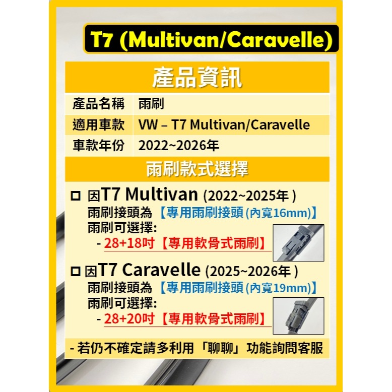 【矽膠雨刷】VW T7 Multivan Caravelle 2022~2026年 28+20吋 28+18吋 軟骨式-細節圖3