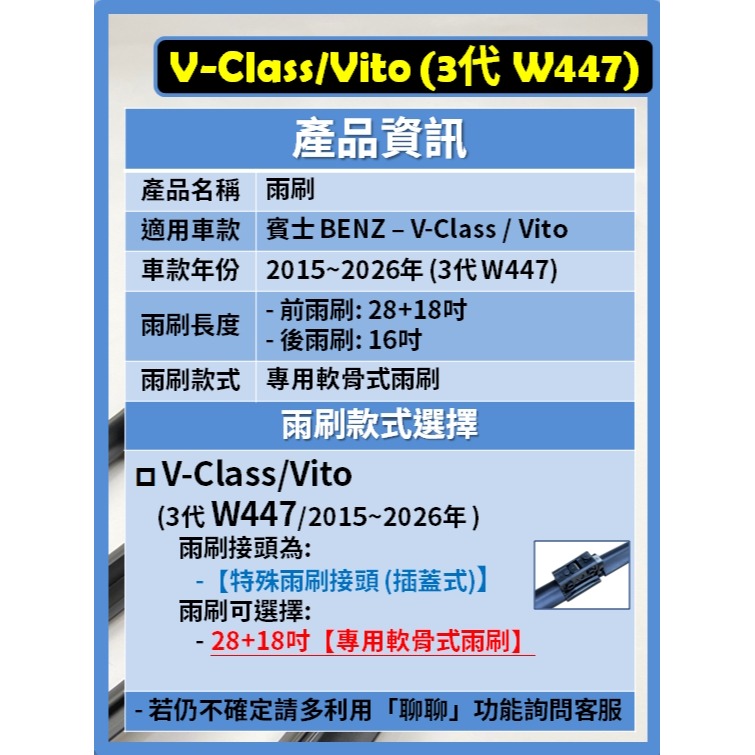 【CPF 矽膠雨刷】BENZ 賓士 V-Class Vito 3代 (W447) 2015~2026年 28+18吋-細節圖3