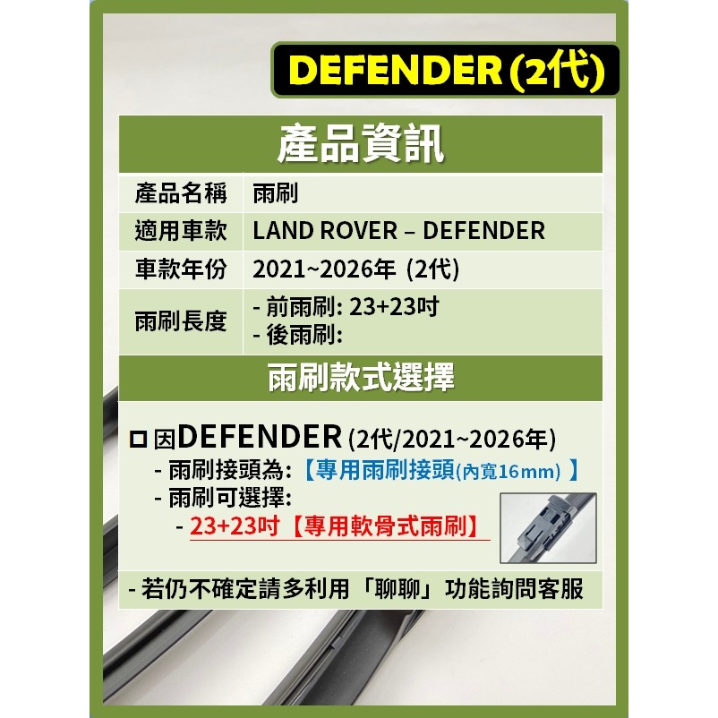 【CPF 矽膠雨刷】Land Rover Defender 2代 2021~2026年 23+23吋【專用軟骨式雨刷】-細節圖3